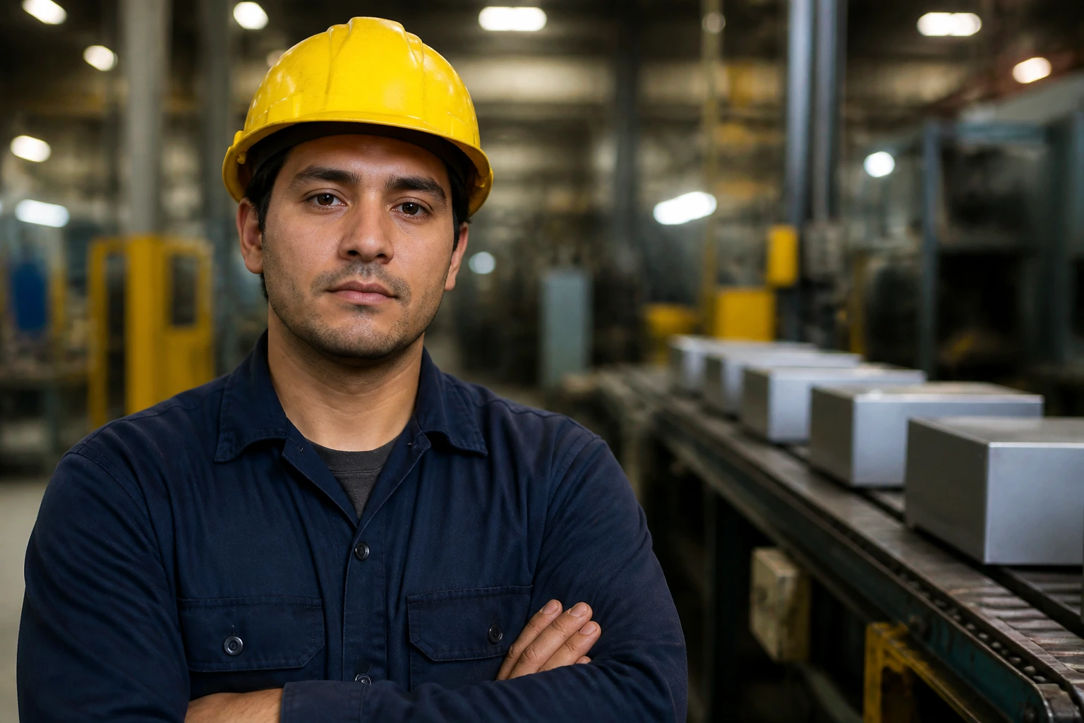 Factory worker portrait highlighting sponsorship challenges