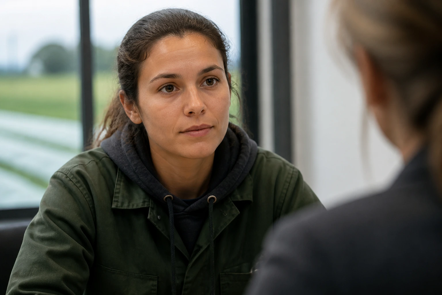 Portrait of a candidate during a farm work interview