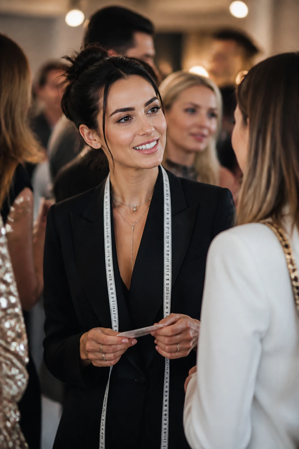 Portrait of fashion professional networking at an industry event