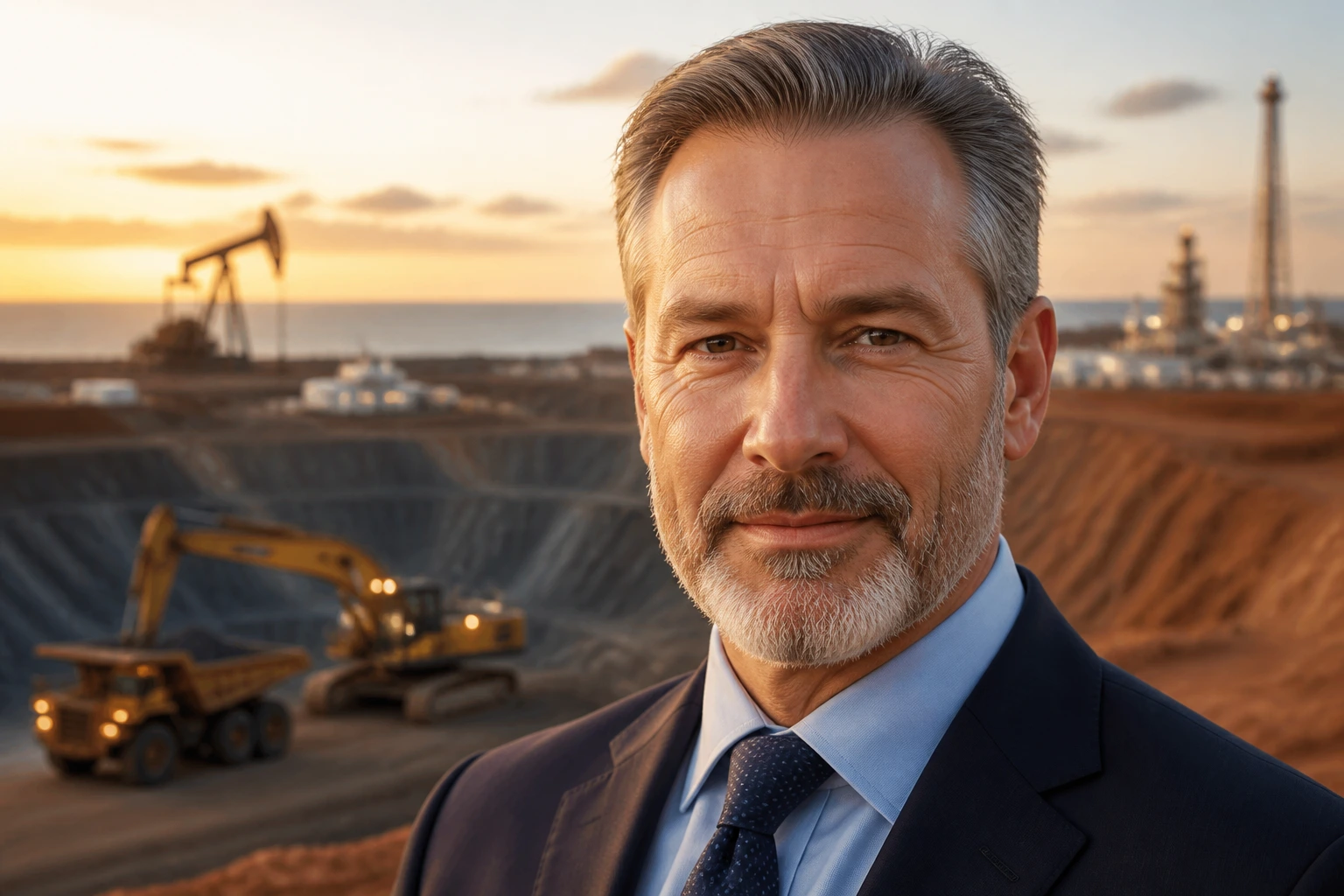 Close-up portrait of a finance professional with mining and energy background