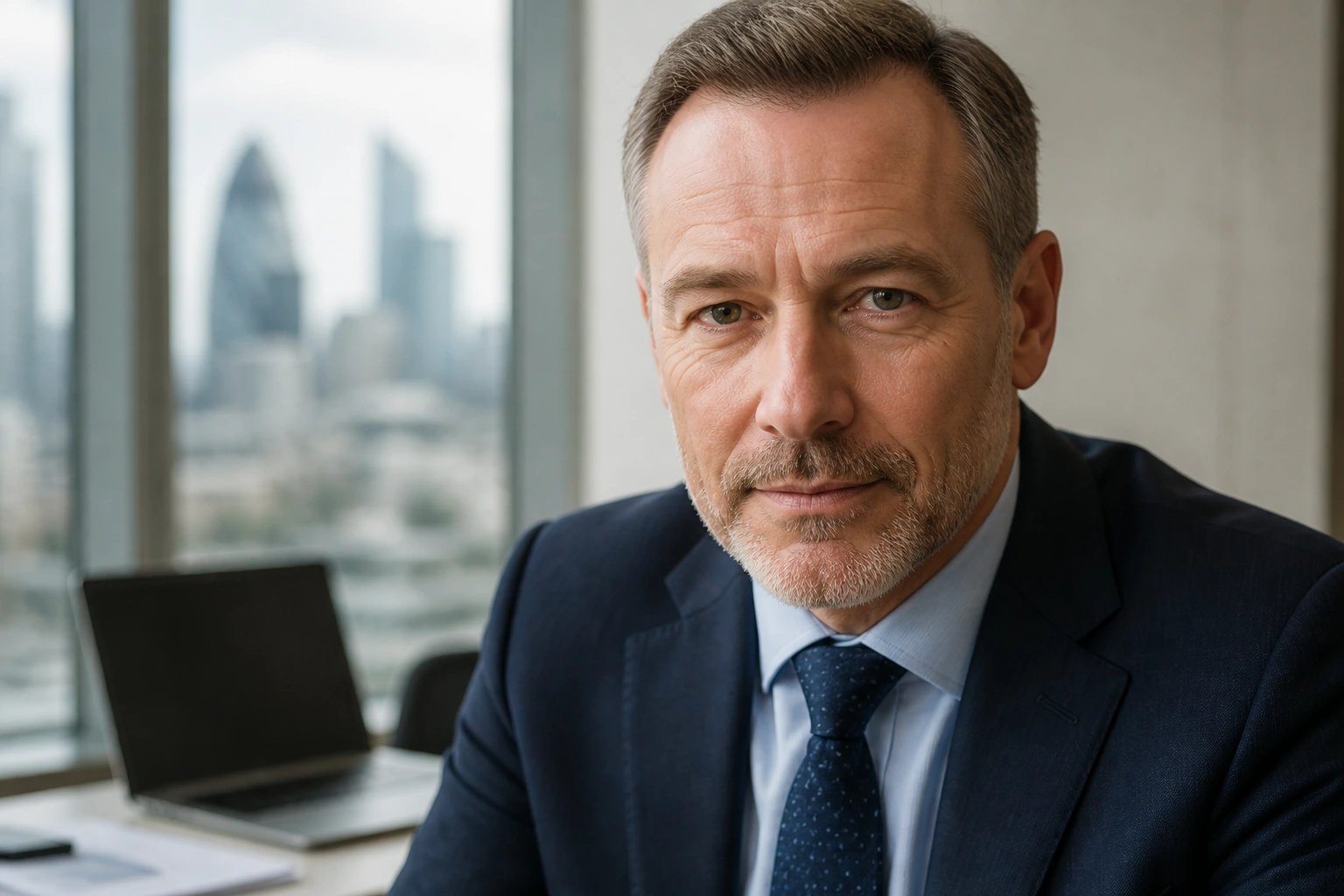 Close-up portrait of a UK business professional illustrating the economic realities of hiring foreign talent