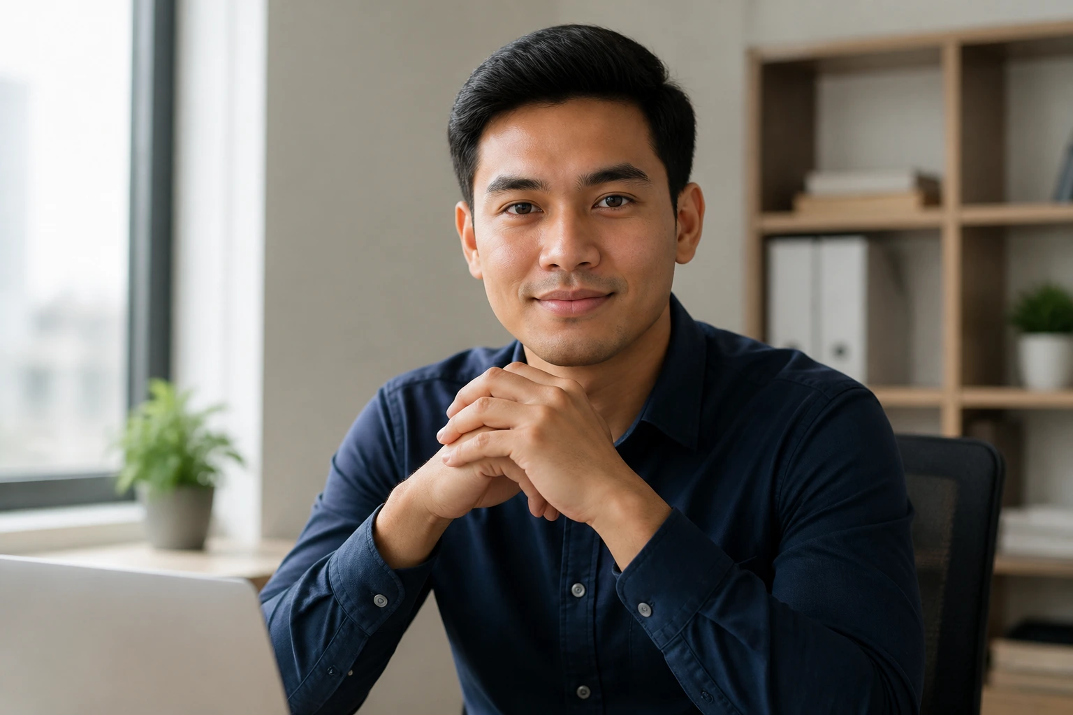 Confident foreign worker in a calm office setting
