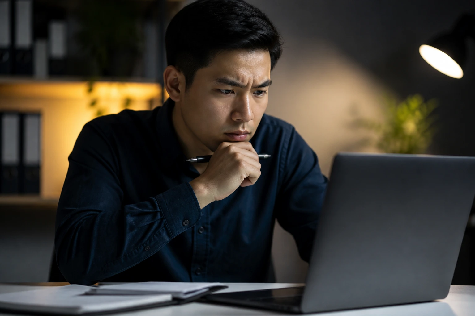Close-up of a professional evaluating job offers for red flags