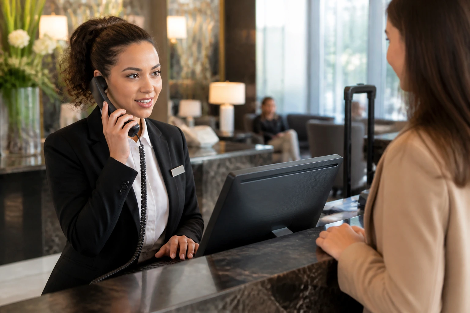 Front desk agent demonstrating key sponsorship-ready skills under pressure