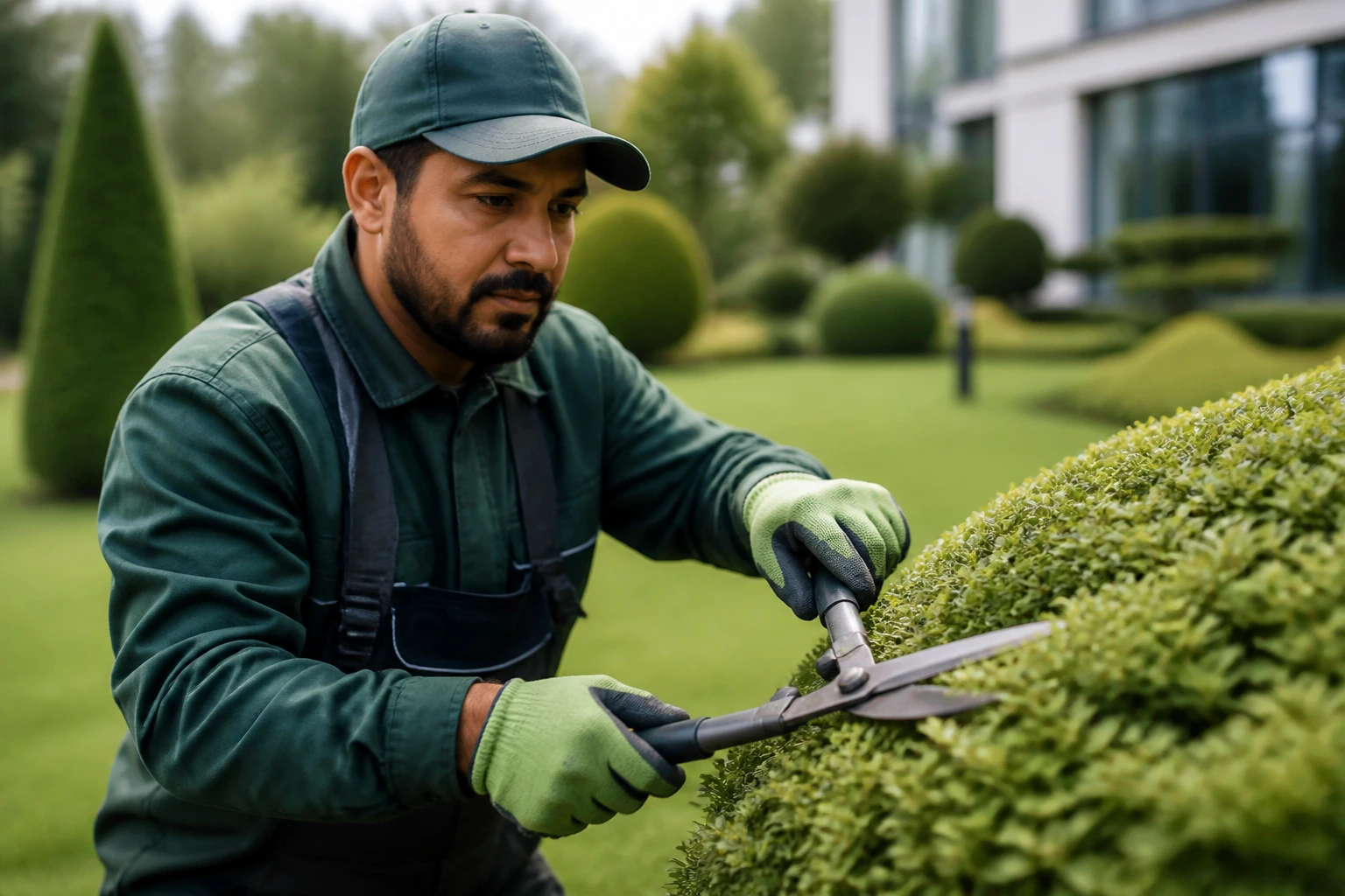 Groundskeeper portrait performing outdoor maintenance