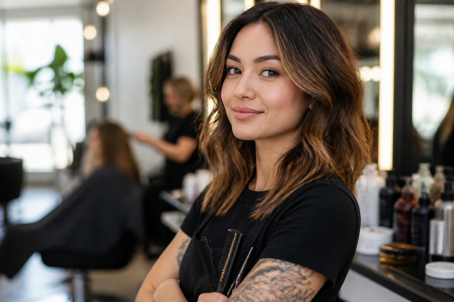Portrait of a confident hairstylist in a contemporary salon