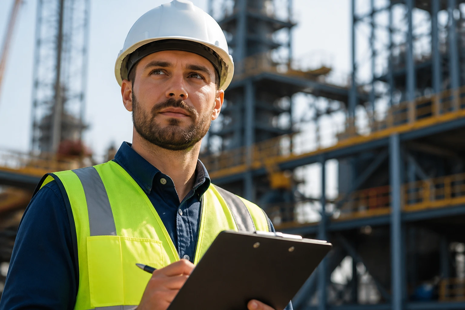 Professional on a construction site illustrating industry demand