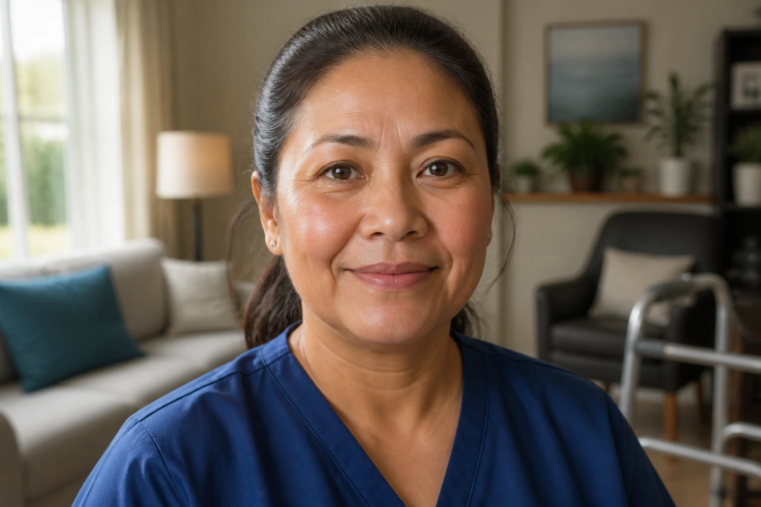 Close-up of a caregiver in a home setting highlighting the home support worker pilot