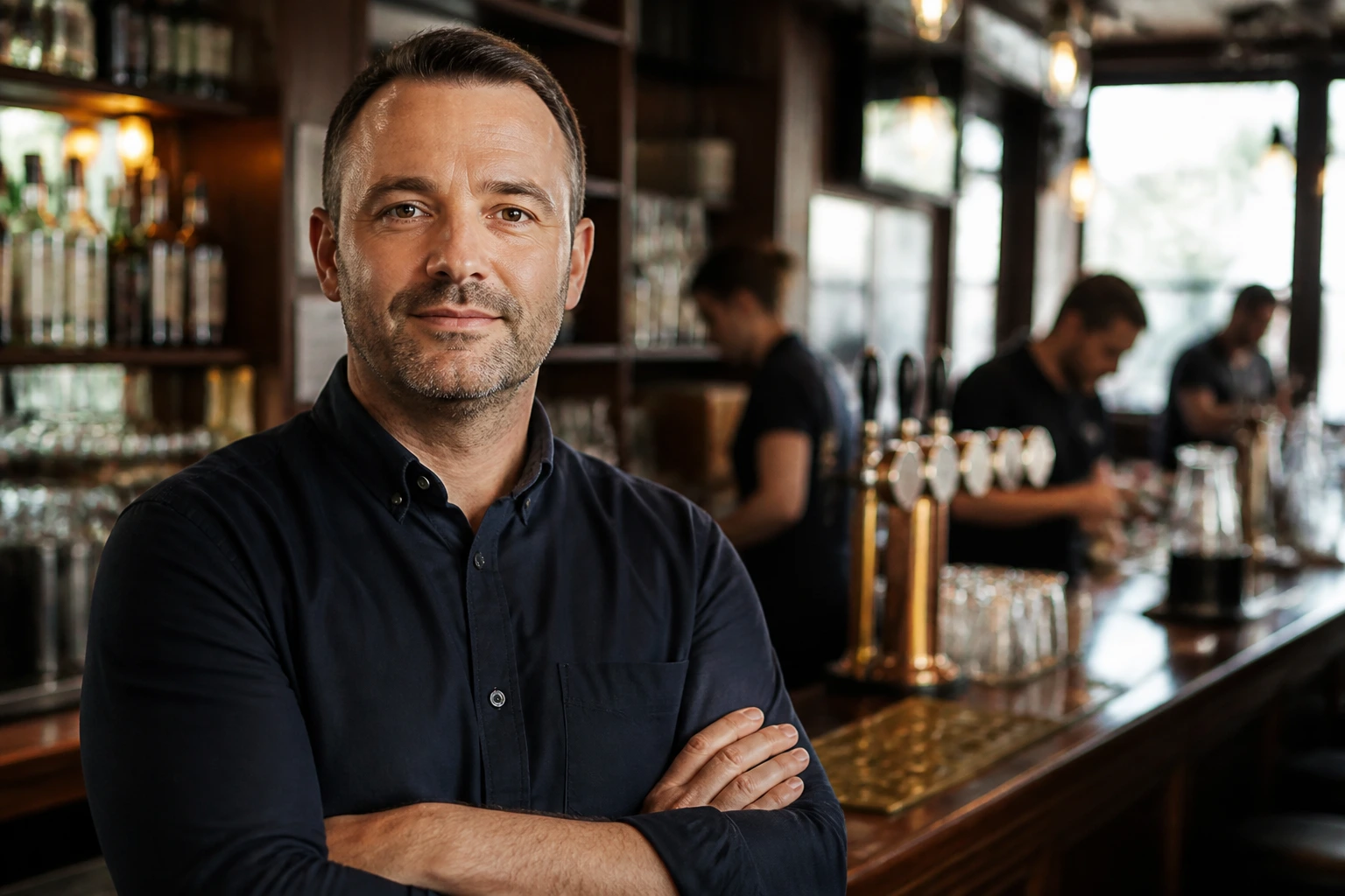Hospitality supervisor portrait in pub interior