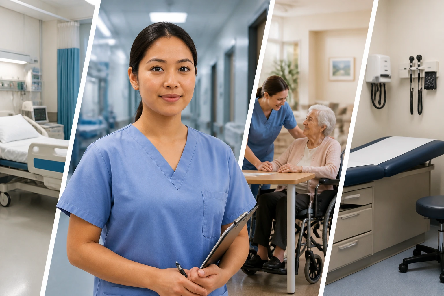 Frontline healthcare worker in a hospital corridor