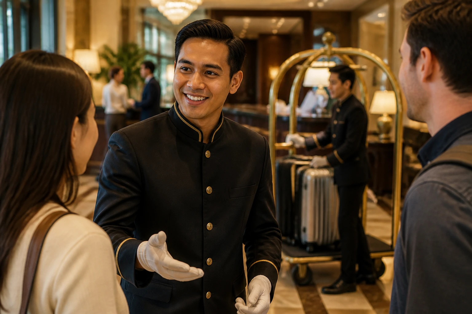Portrait of a hotel porter demonstrating strong guest-service skills