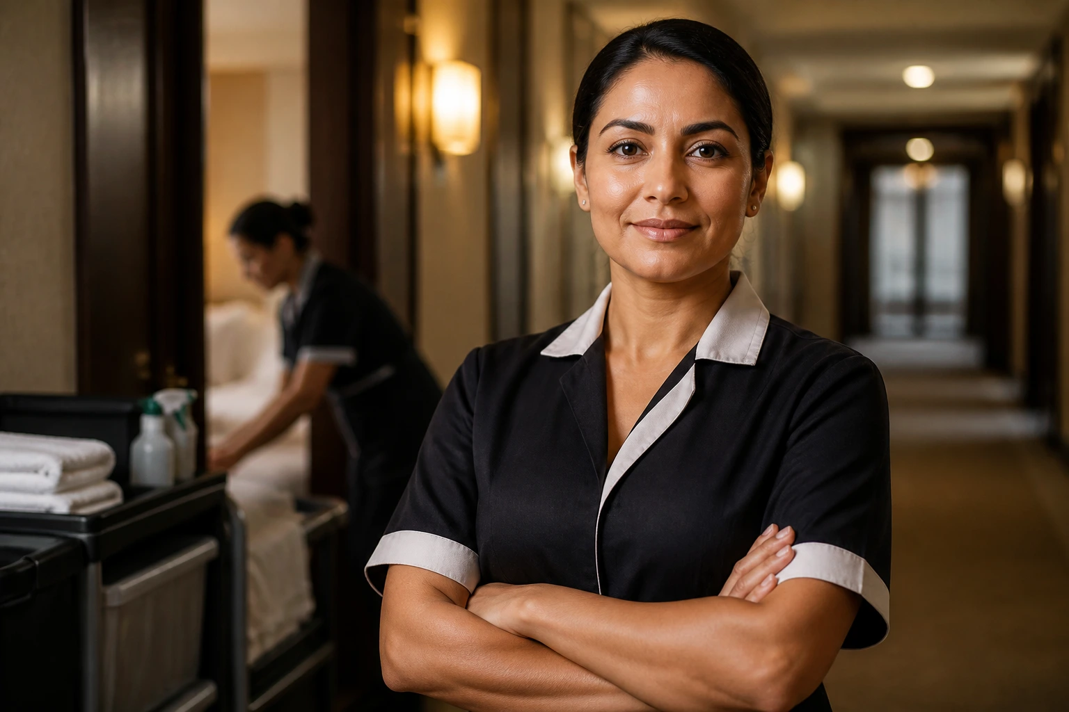 Close-up of a housekeeping supervisor in uniform