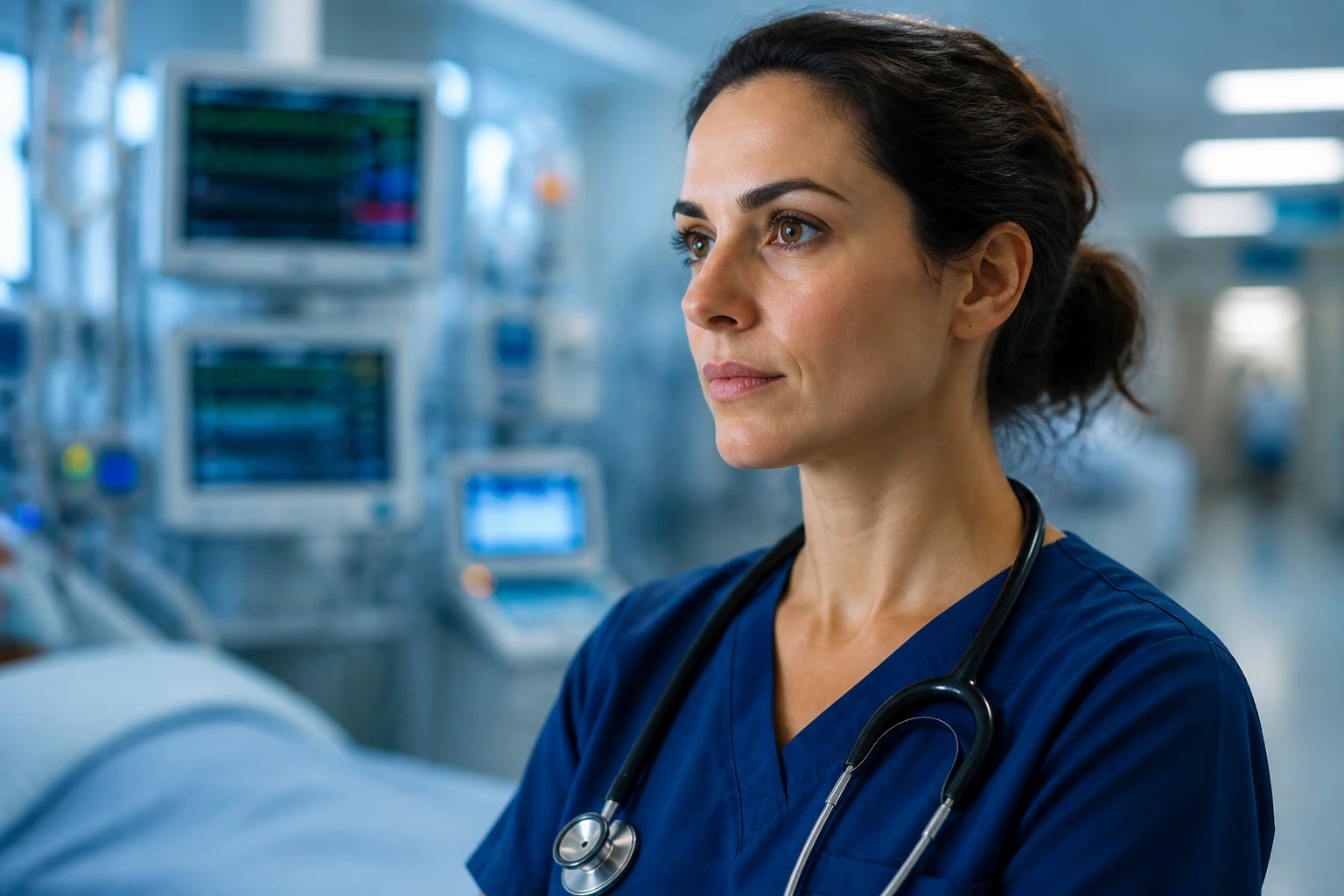 ICU nurse portrait highlighting essential qualifications and expertise.