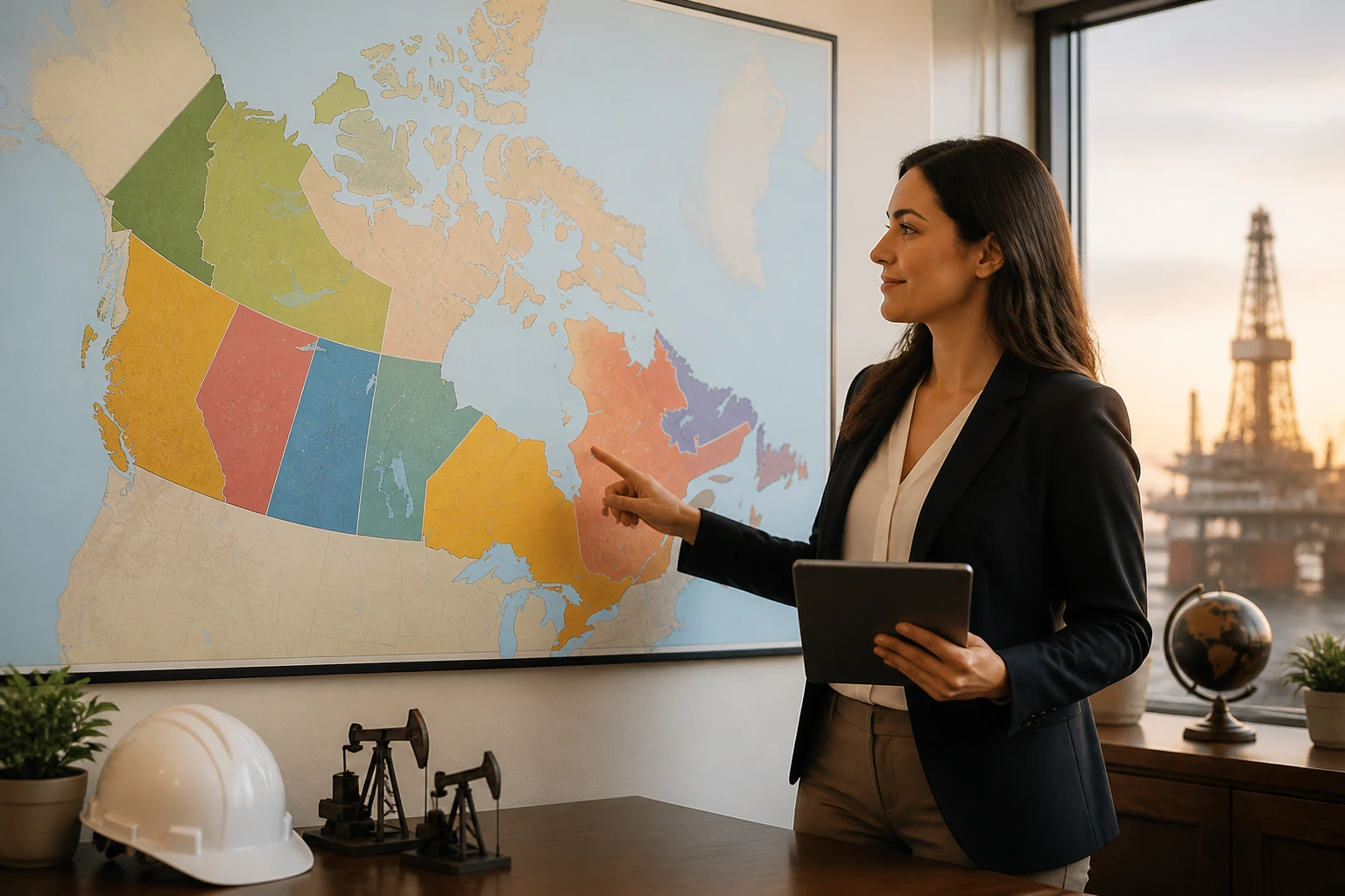 Person studying a color-coded map highlighting immigration regions