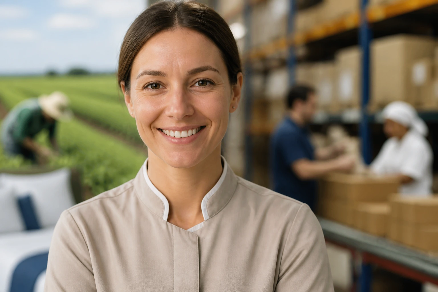 Portrait of a worker with a multi-industry background hint
