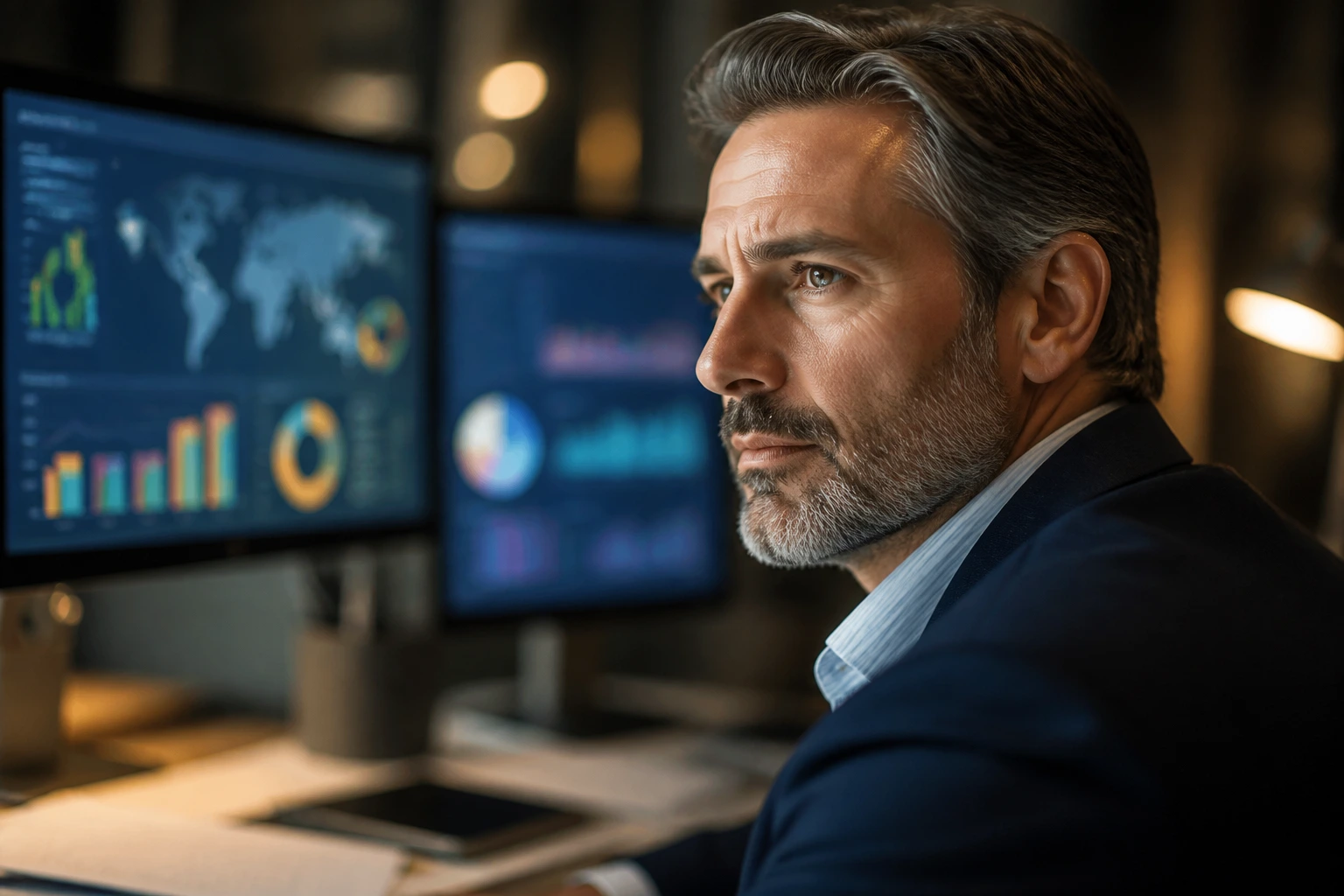 Close-up of an insurance broker showcasing specialized risk expertise in an Australian office