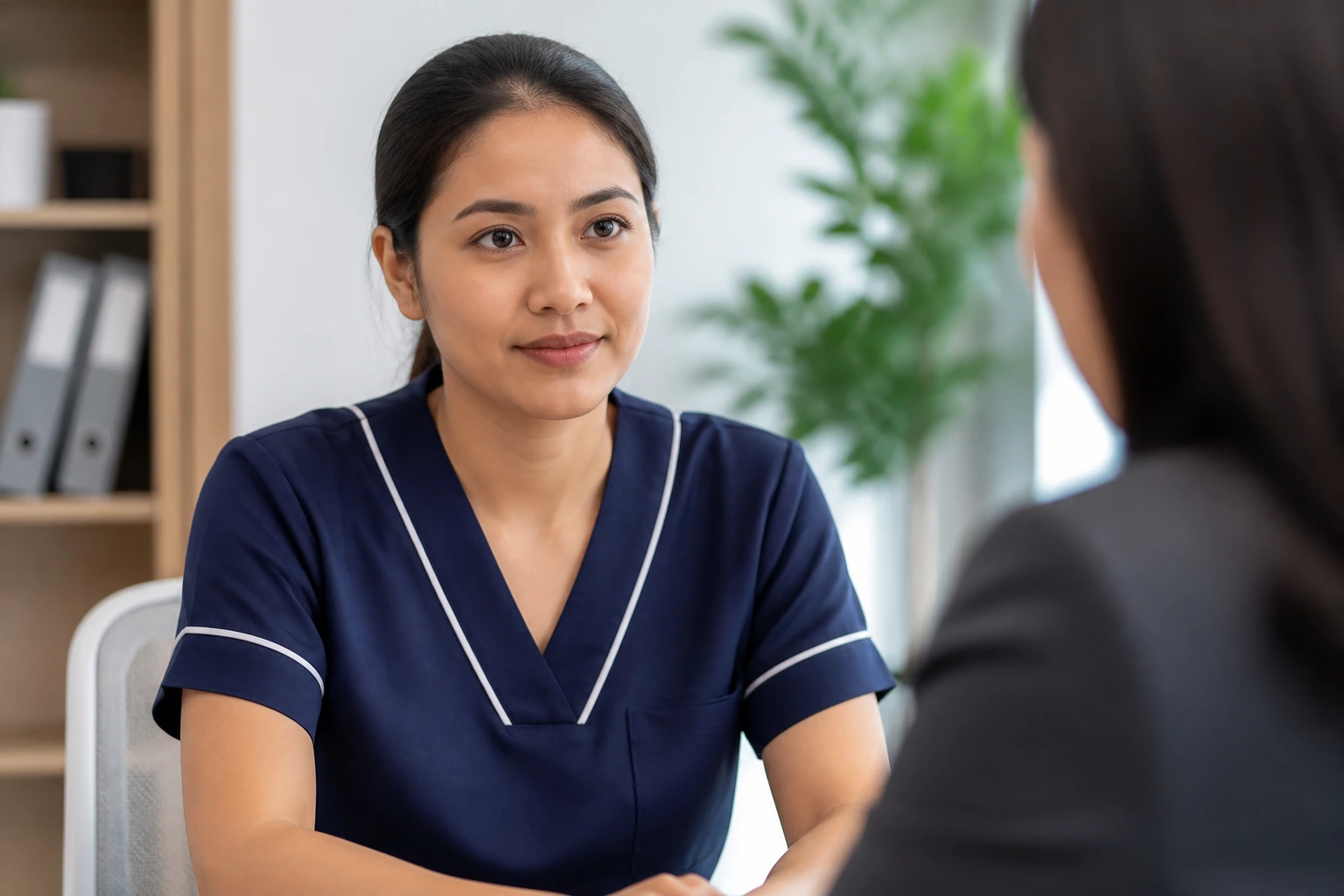 Portrait of a real person during an interview