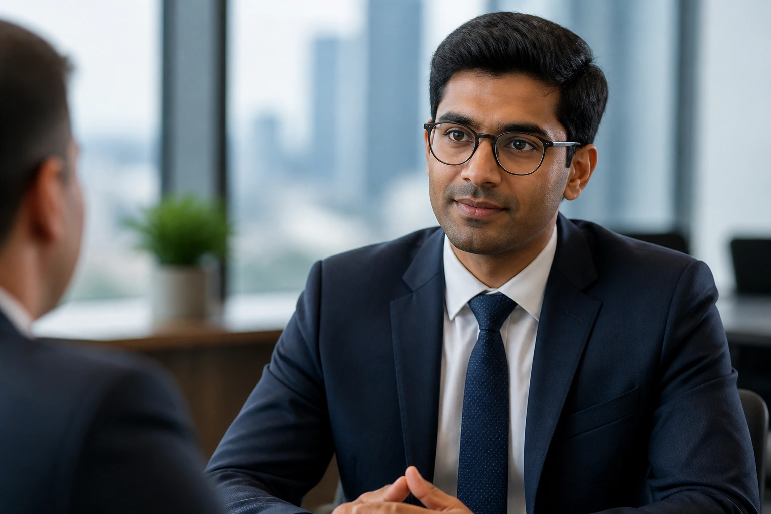 Candidate confidently discussing sponsorship during a job interview