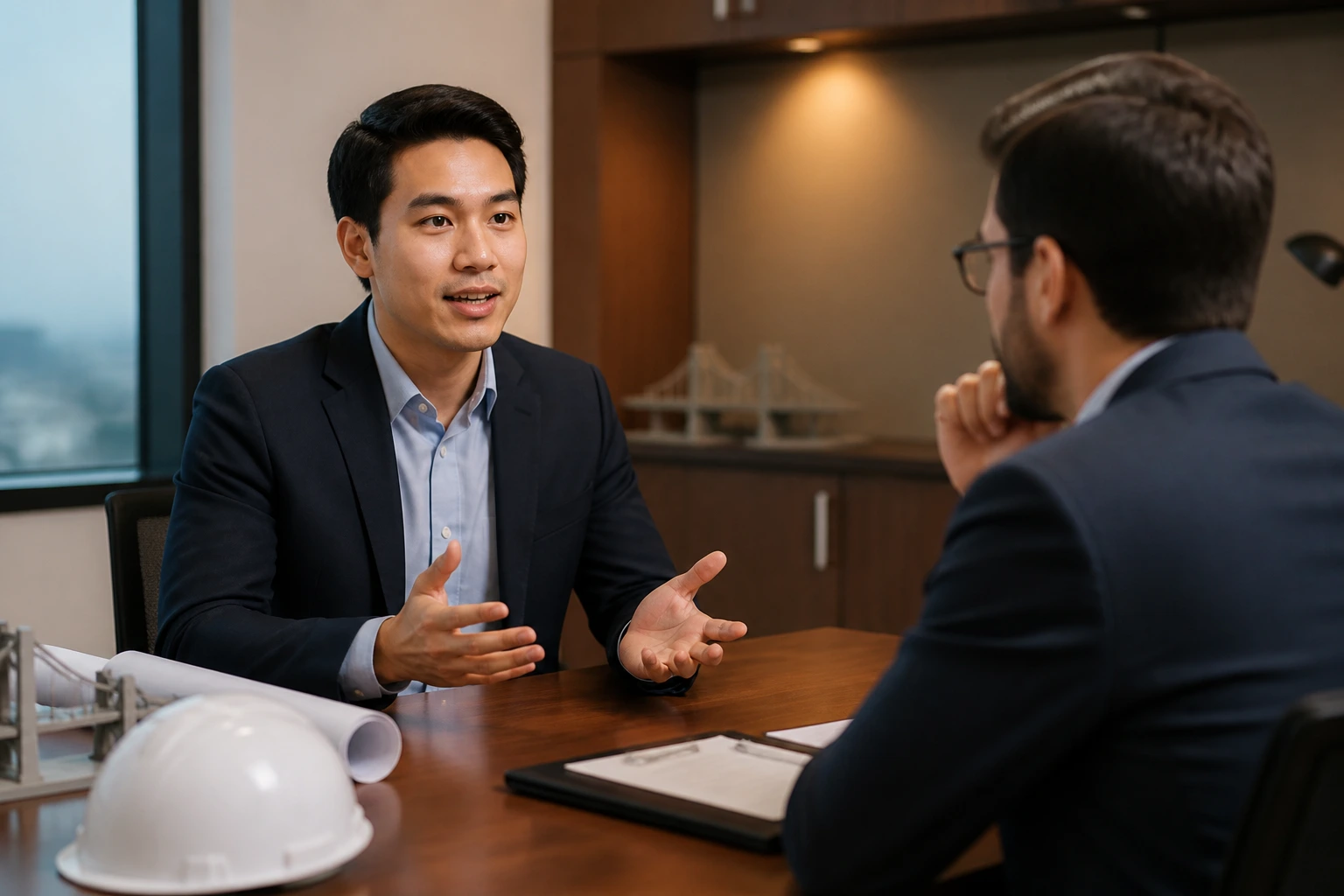Candidate in interview discussing sponsorship eligibility with an interviewer