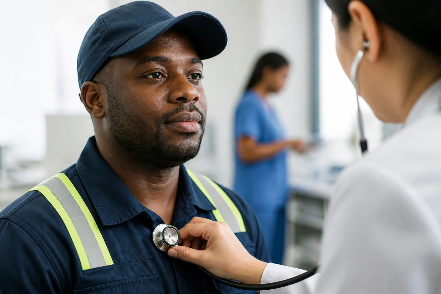 Portrait of a person in a clinic waiting area