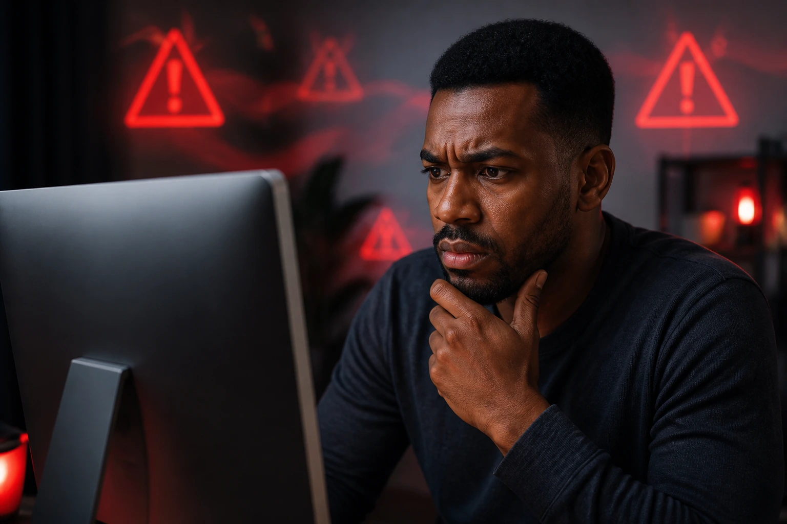 Person spotting warning signs of a scam sponsorship offer at a computer