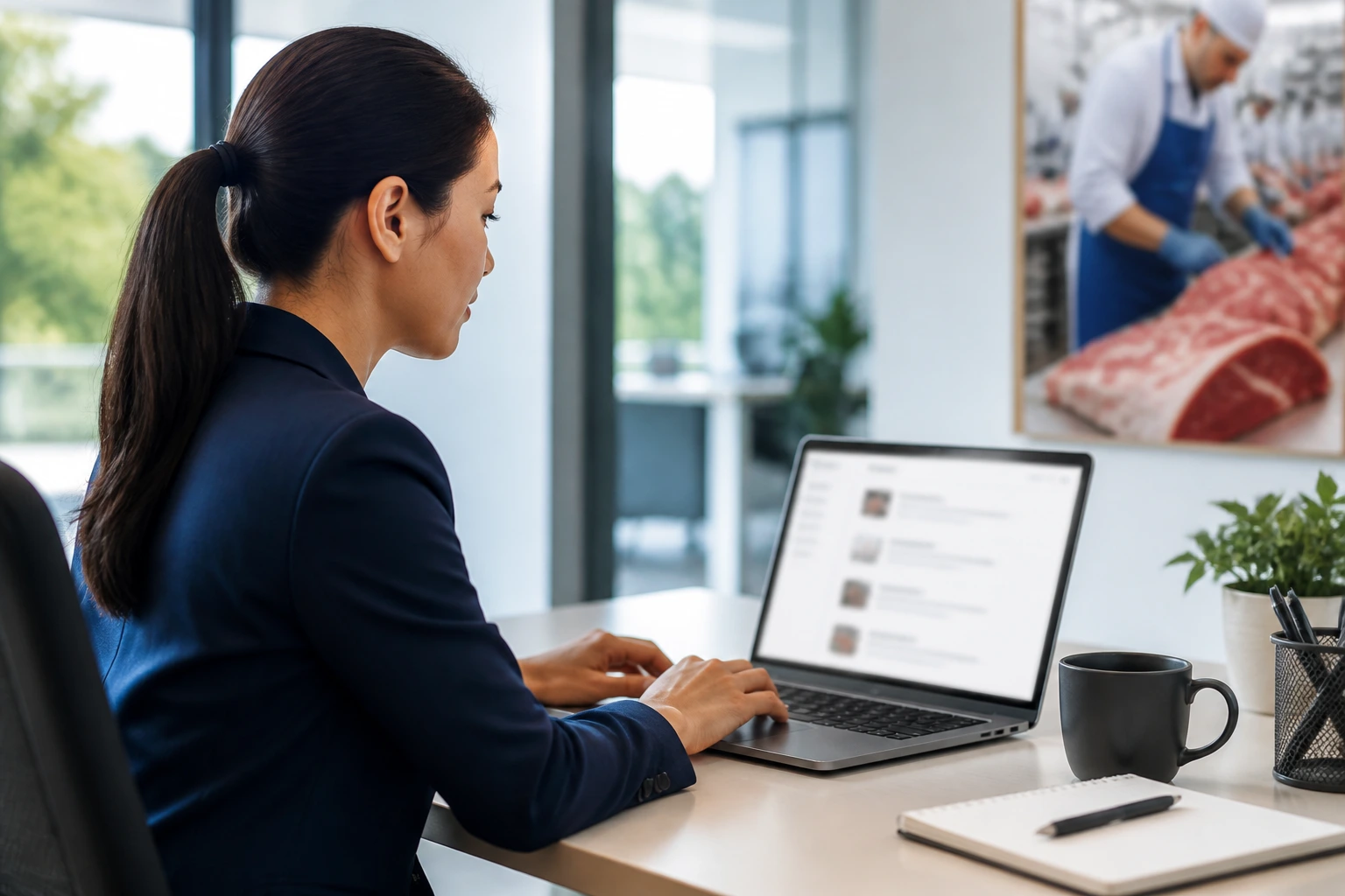 Professional at desk checking job postings on a laptop