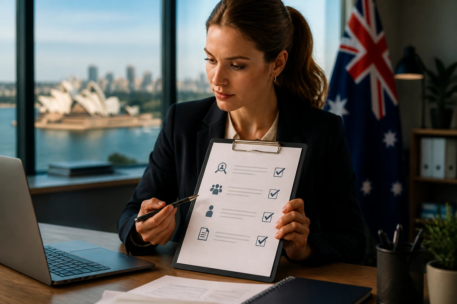 Professional analyzing labor market testing in office