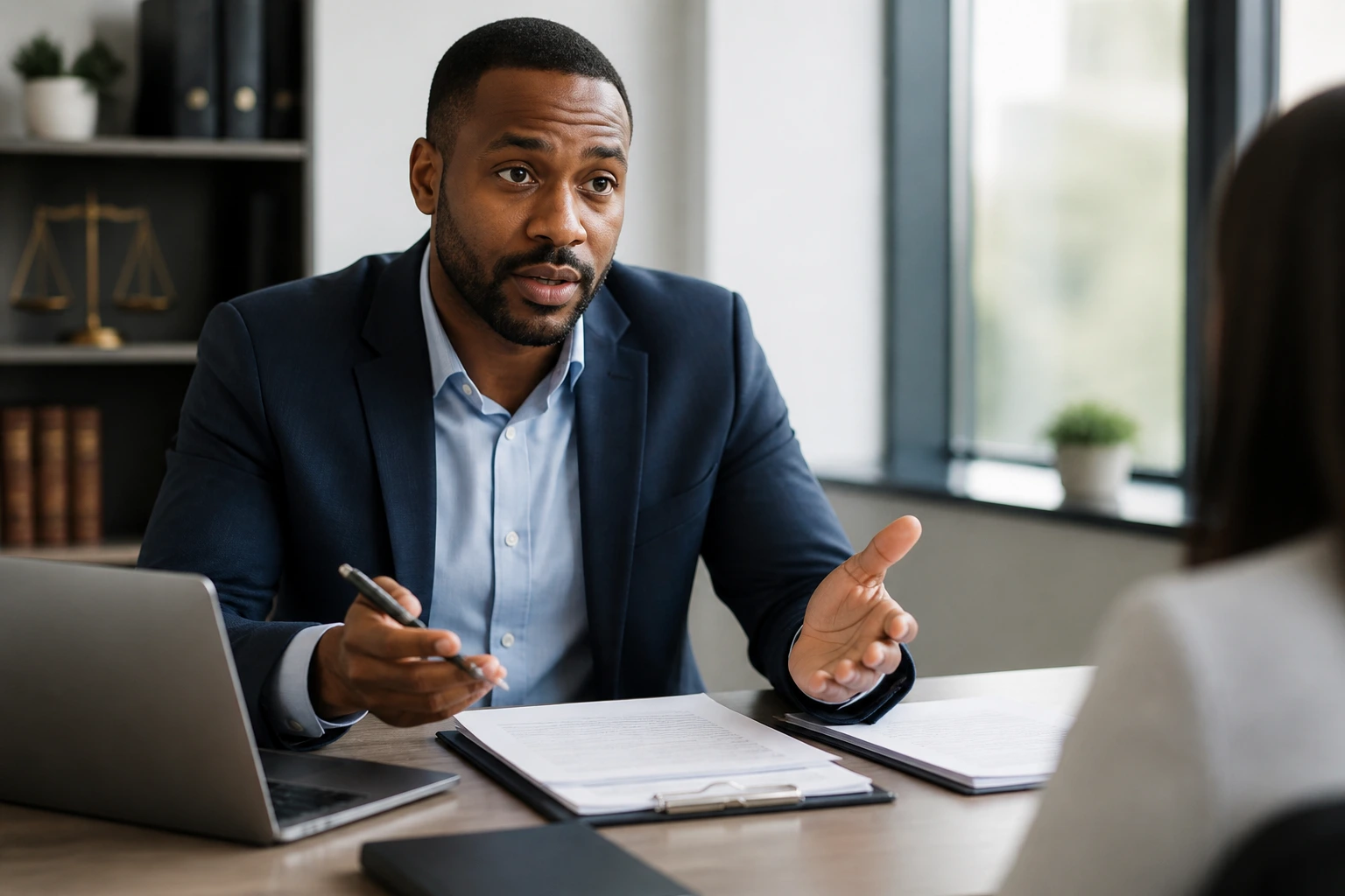 Person reviewing a job offer with documents at a desk in an office