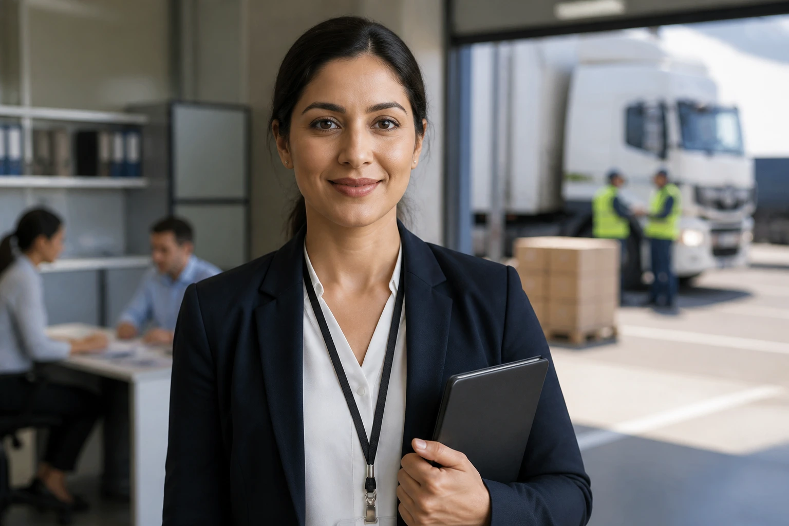 Person in smart attire in a logistics setting suggesting legitimate sponsorship opportunities