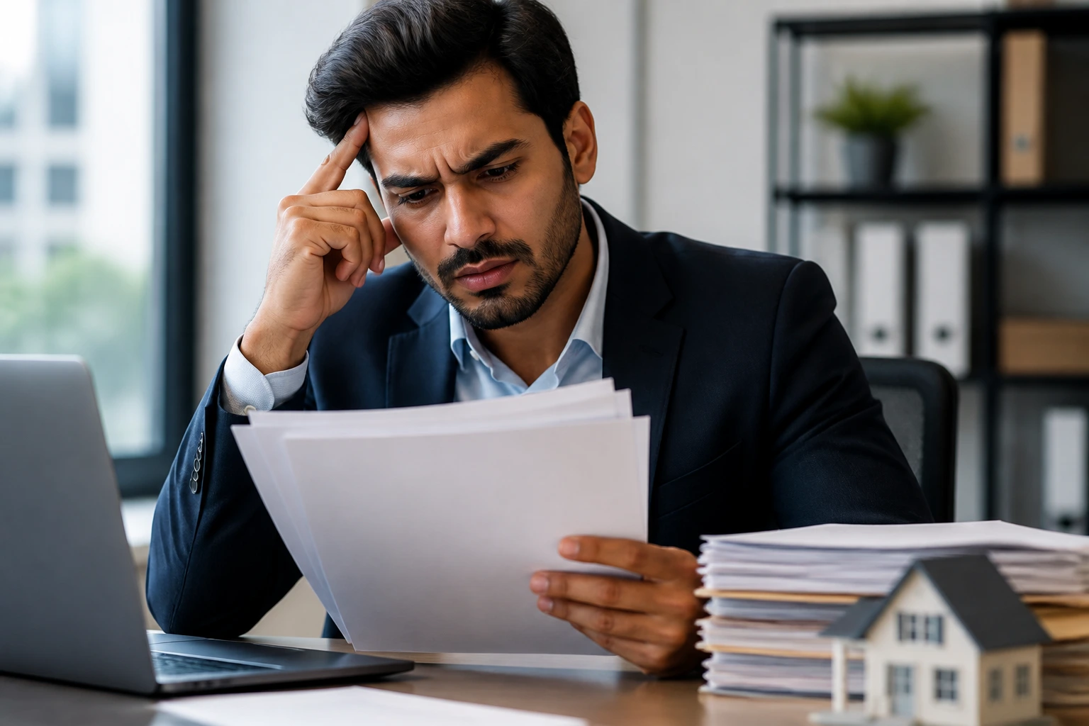 Portrait of an international real estate agent studying licensing requirements