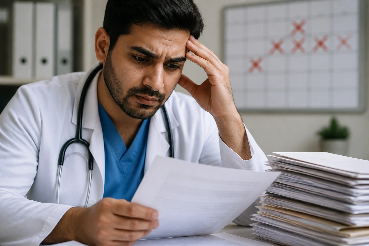 Person facing licensing forms highlighting common pitfalls and deadlines