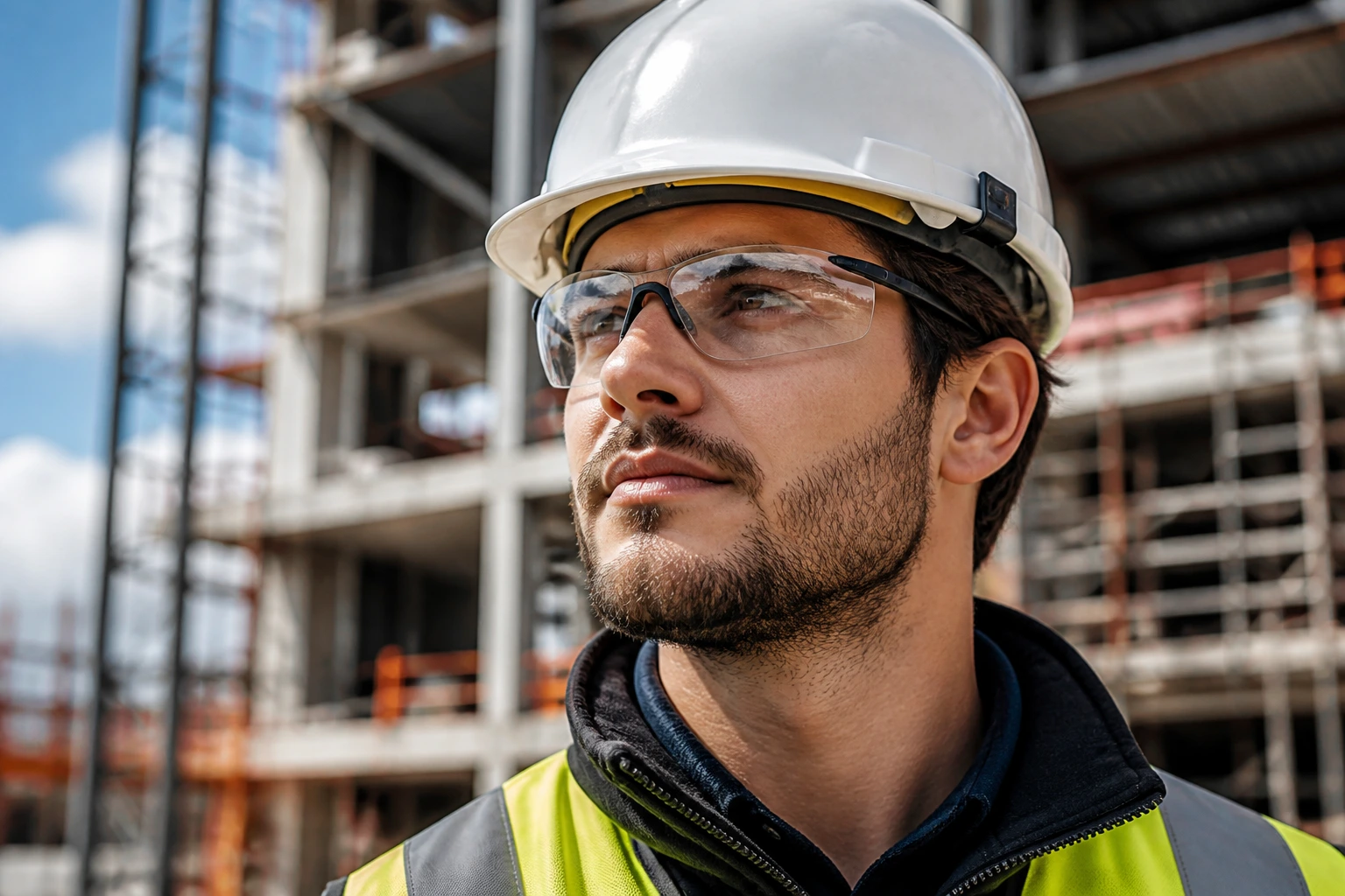 Engineer in safety gear at construction site illustrating licensing requirements