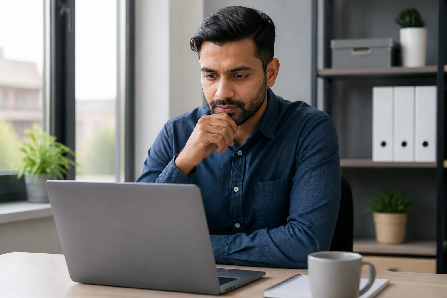 Job seeker at desk seeking LMIA-backed mover openings