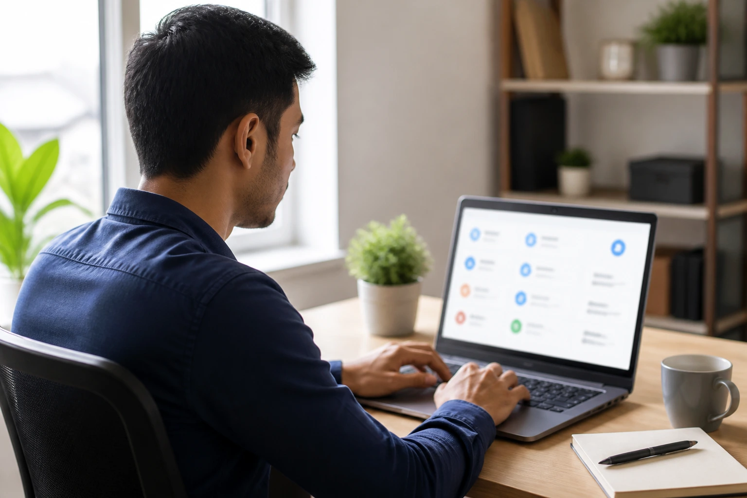 Person typing on laptop in a home office representing online LMIA job postings