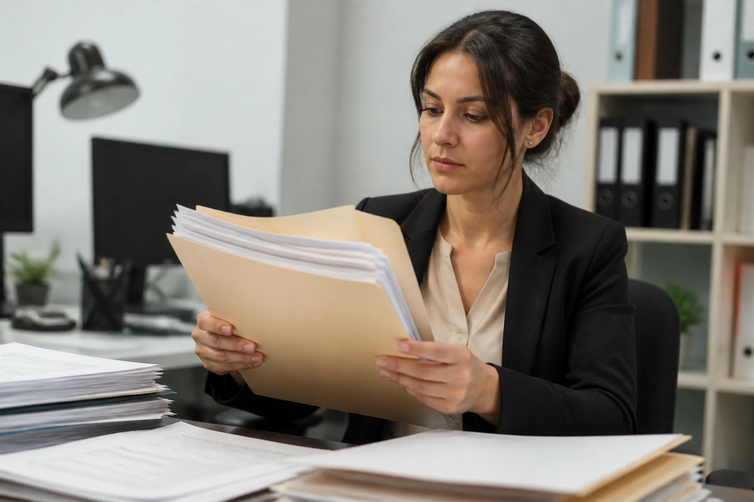 Close-up of a person holding documents in an office illustrating the LMIA process