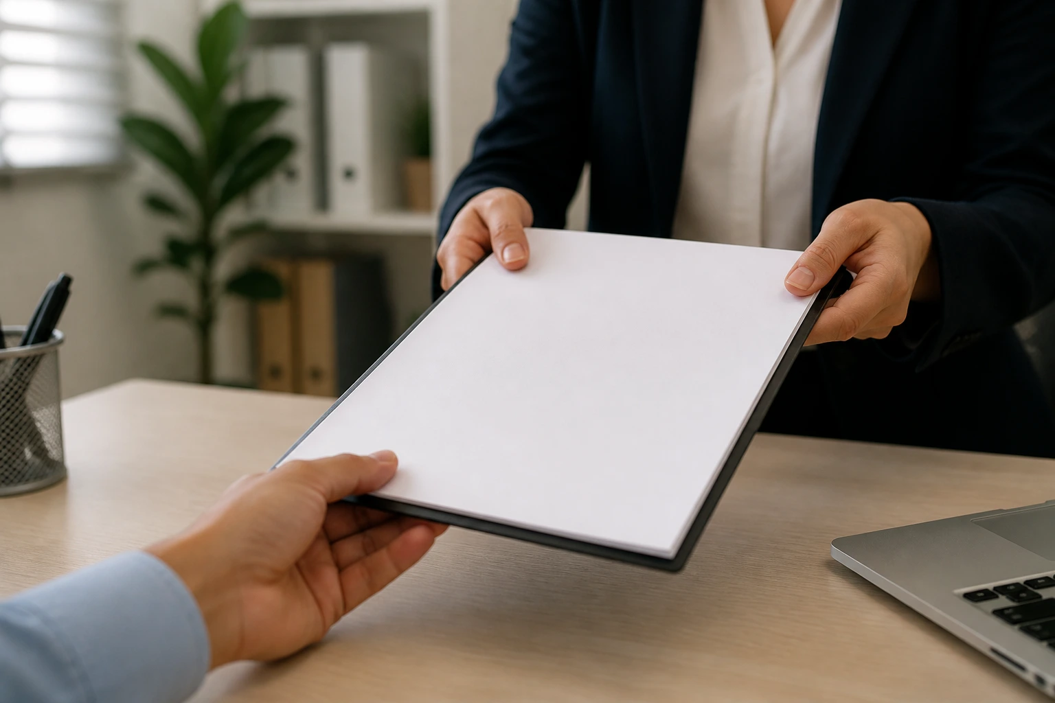 Close-up of hands over a blank contract symbolizing LMIA sponsorship confusion