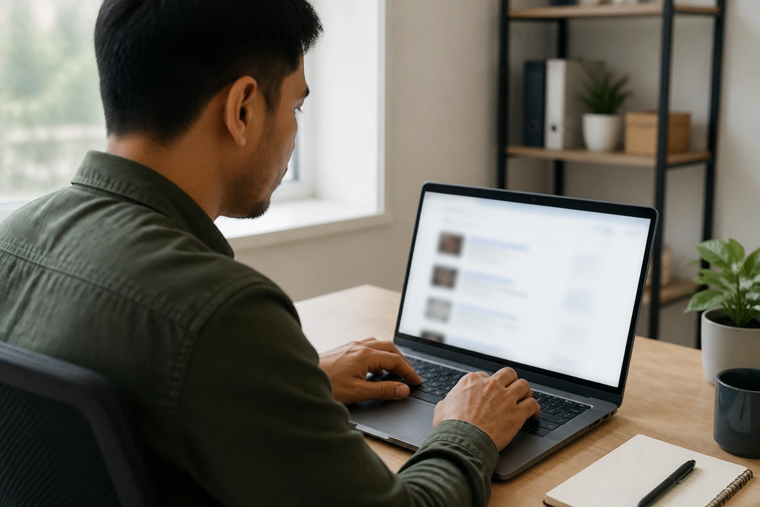 Person researching LMIA-sponsored garbage collector jobs on laptop.