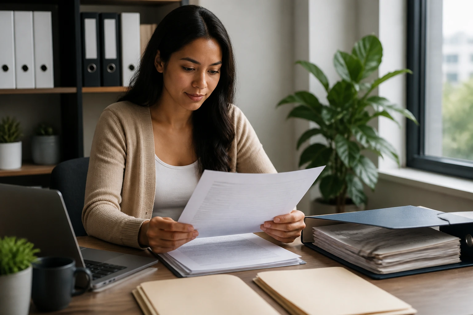 Person reviewing immigration documents at desk after sponsorship decision