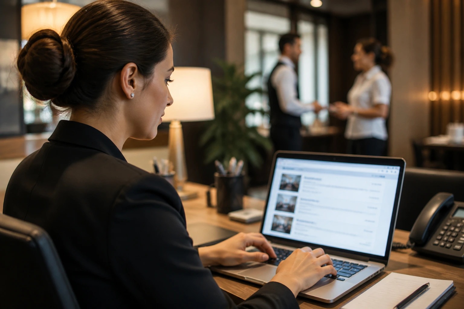 Real person in a recruitment setting exploring genuine LMIA-backed waiter job listings