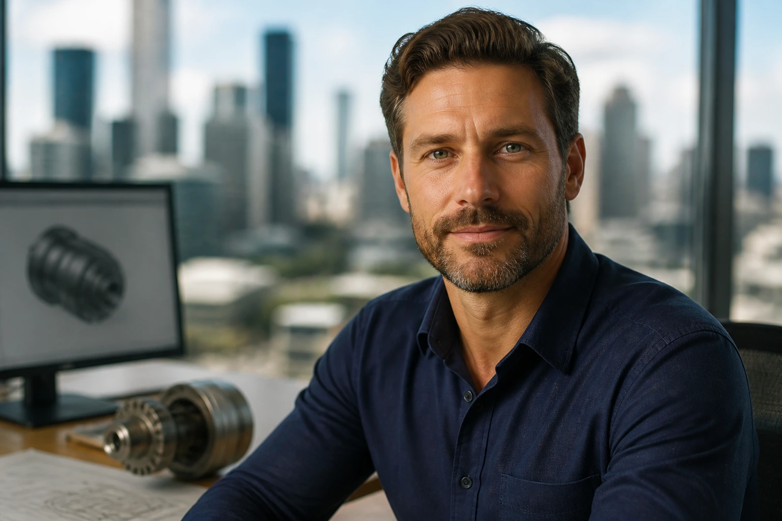 Portrait of an Australian mechanical engineer in a modern office representing local candidate priority