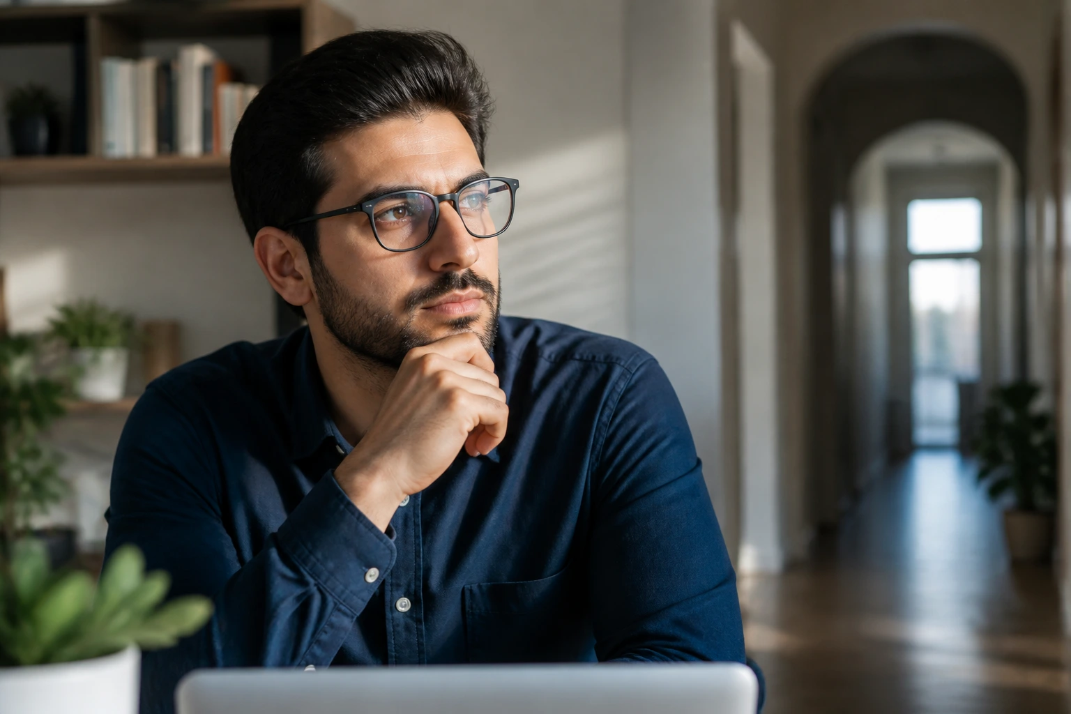 Close-up of a professional planning a long-term job search strategy