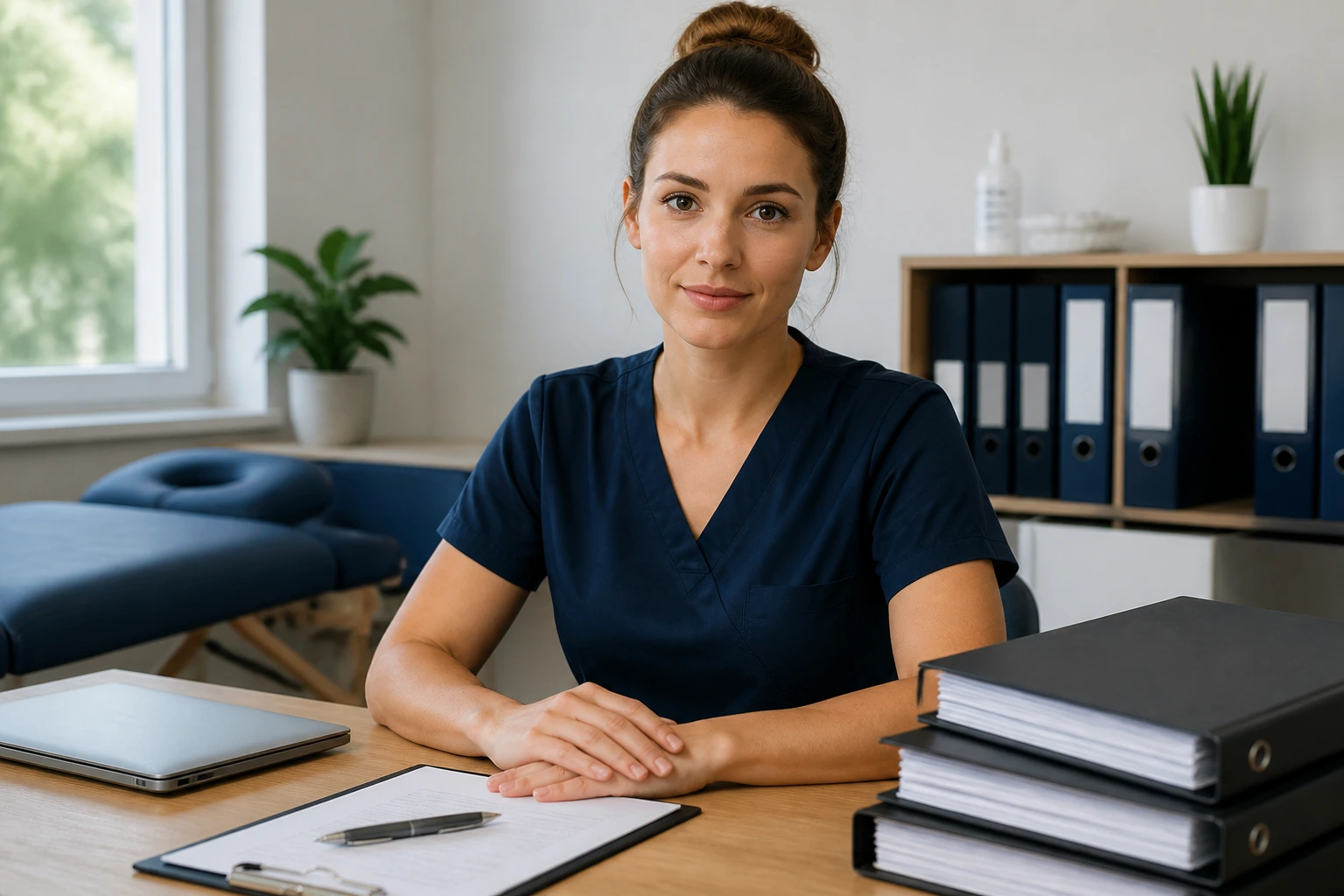 Therapist in office environment illustrating professional memberships and insurance concept