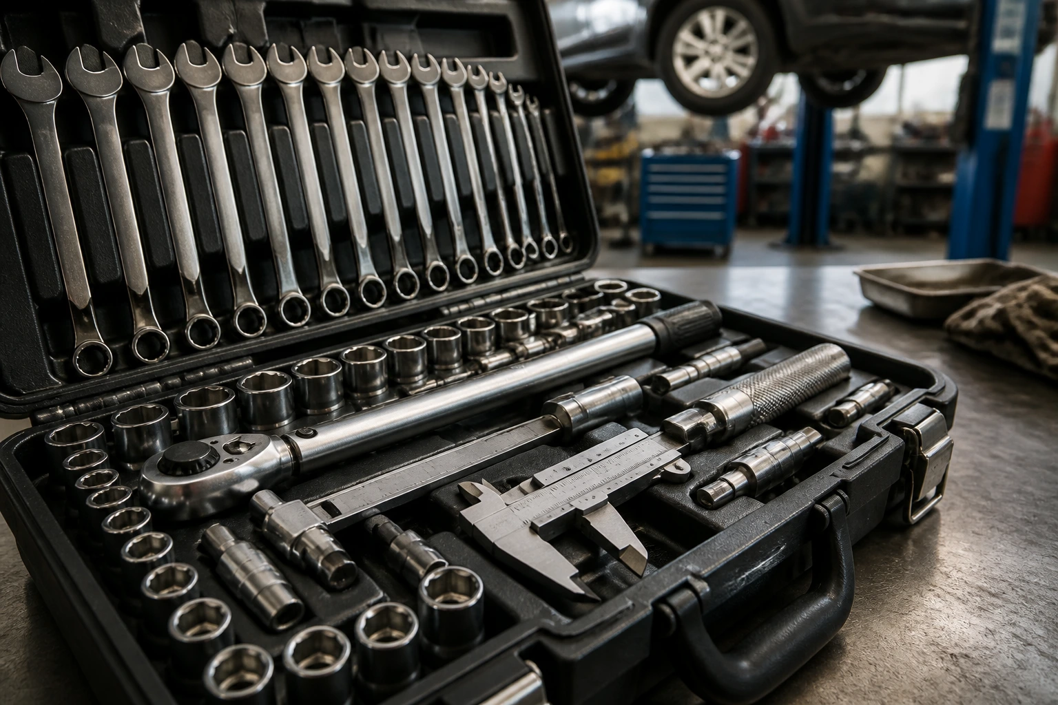 Metric toolset organized in a toolbox ready for Australian standards