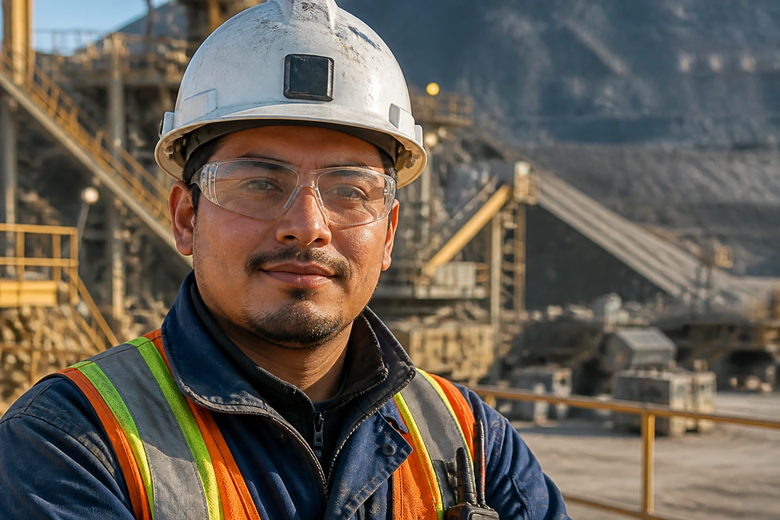 Close-up portrait of a mining technician at an Agnico Eagle Mines site.