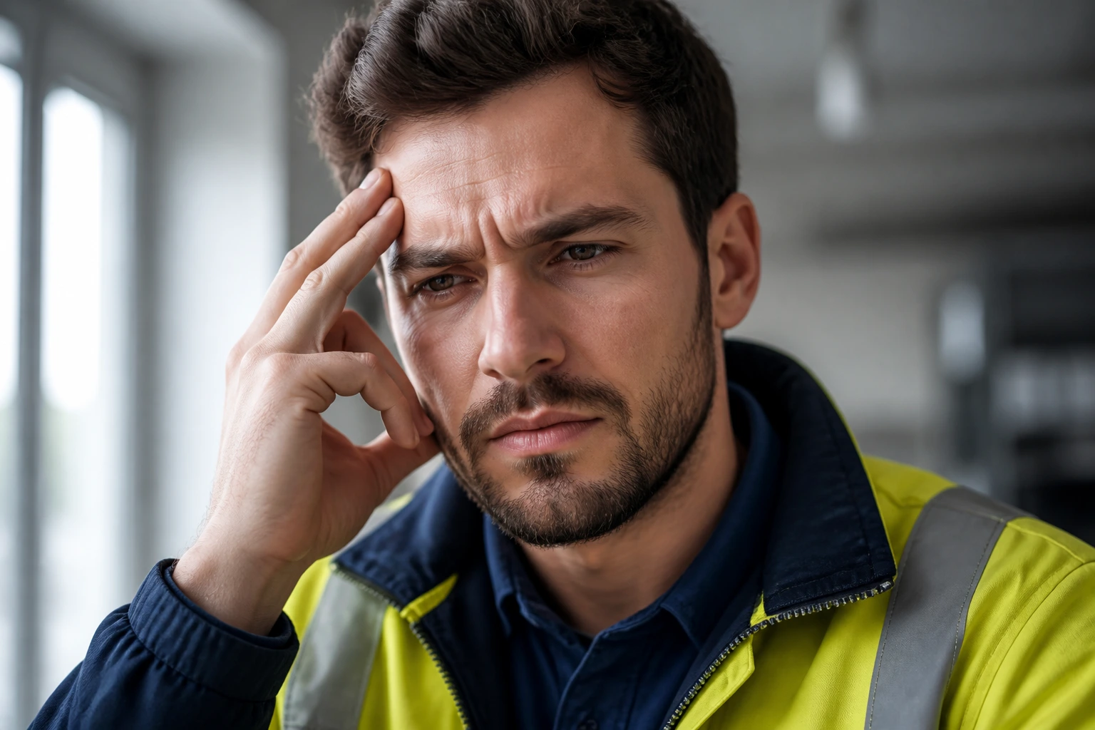 Close-up portrait of an electrical engineer in a modern office, avoidance of common career mistakes