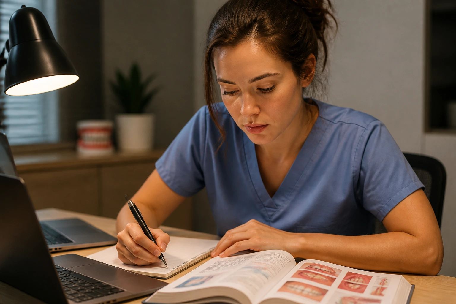 Person studying for the National Board Dental Hygiene Examination