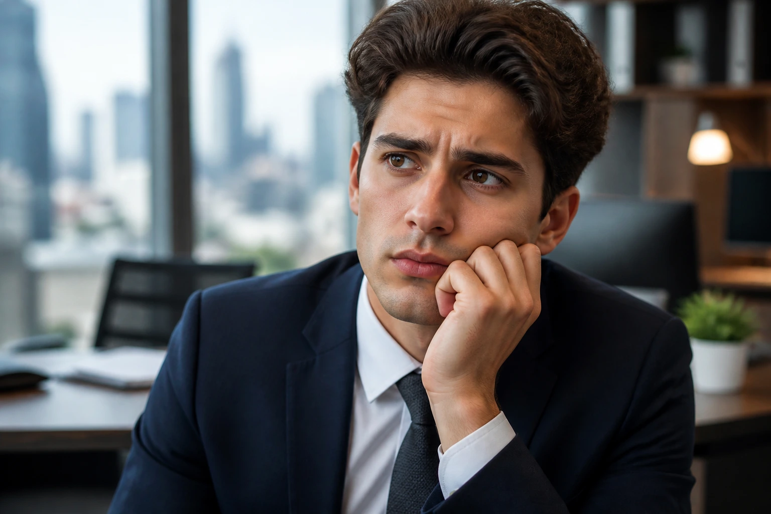 Portrait of a new real estate agent in an office reflecting sponsorship challenges