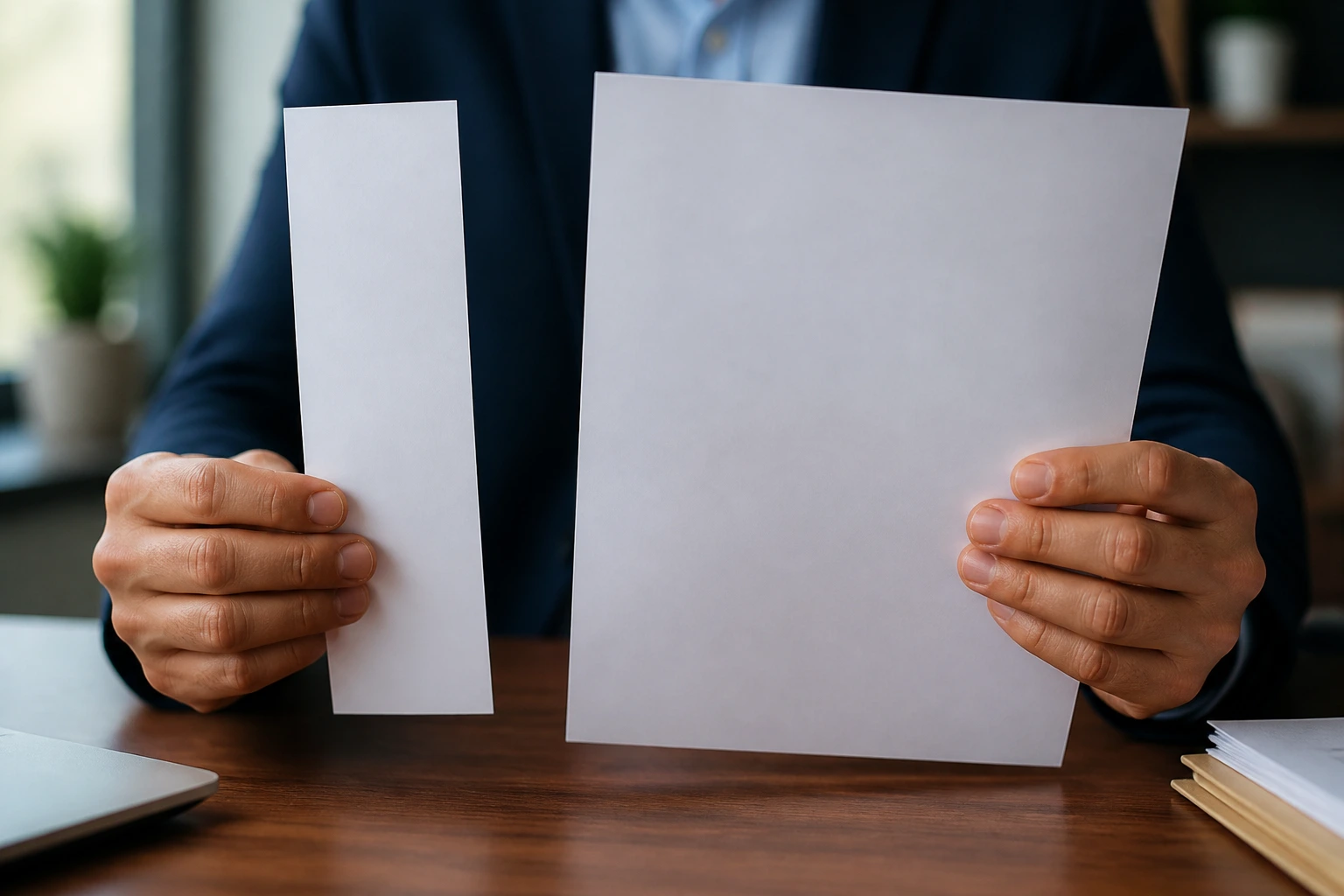 Close-up of hands comparing two documents to illustrate common NIW mistakes