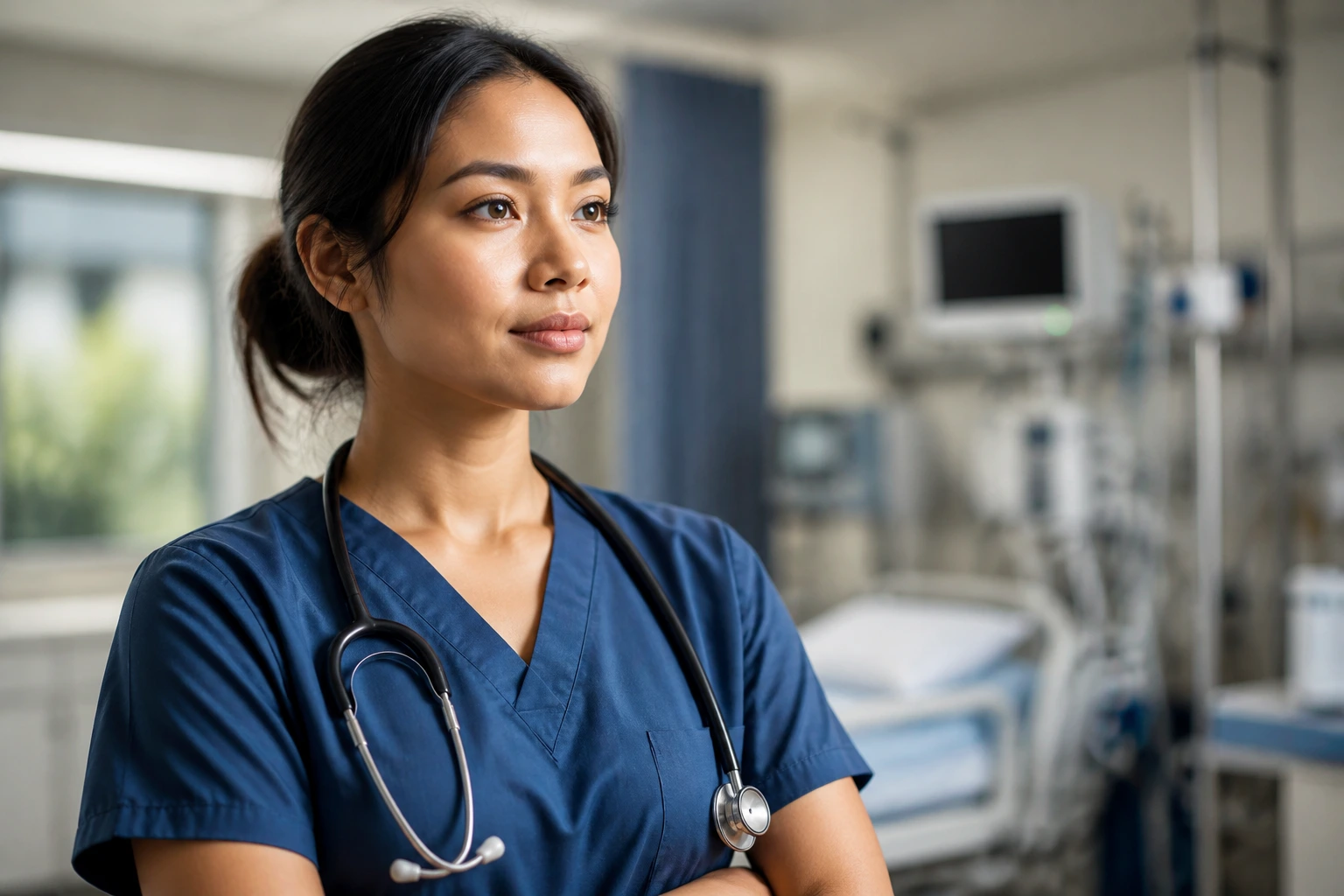 Nurse portrait in hospital setting illustrating LMIA concept