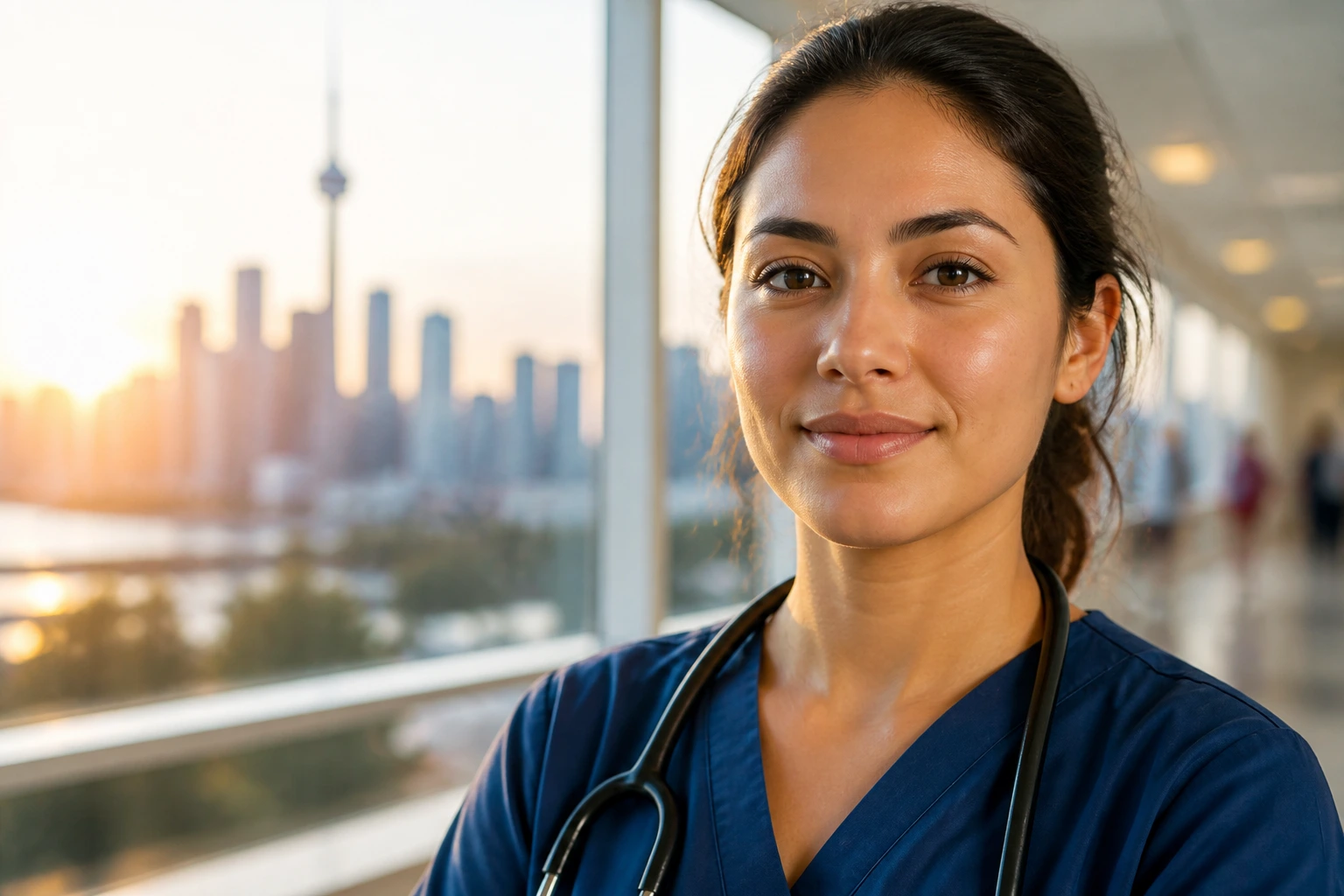 Nurse portrait symbolizing transition to permanent residency